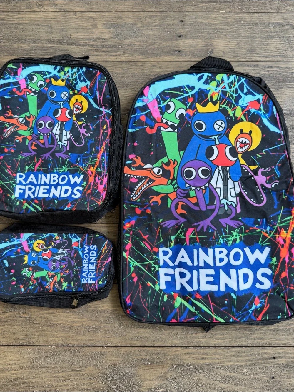 Rainbow Friends three-piece backpack set